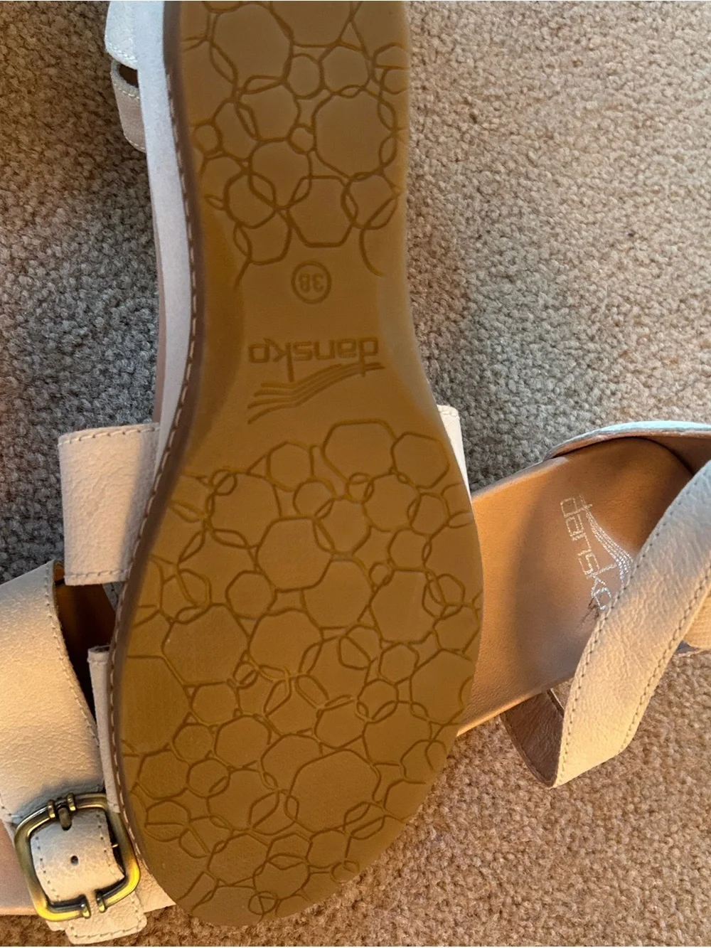 Women's Double Buckle Slide Sandals in Light Beige